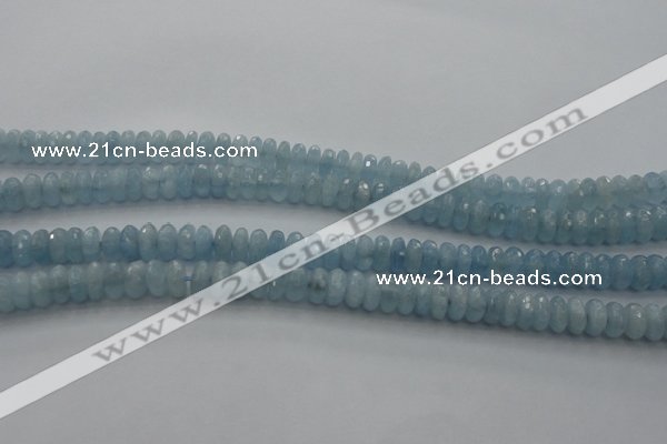 CAQ80 15.5 inches 3*7mm faceted rondelle AA grade aquamarine beads