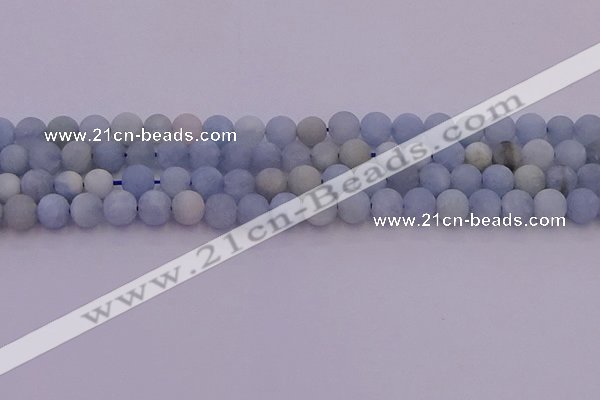 CAQ811 15.5 inches 6mm round matte aquamarine beads wholesale