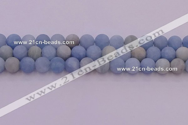 CAQ813 15.5 inches 10mm round matte aquamarine beads wholesale