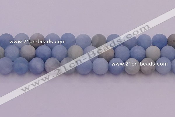 CAQ814 15.5 inches 12mm round matte aquamarine beads wholesale