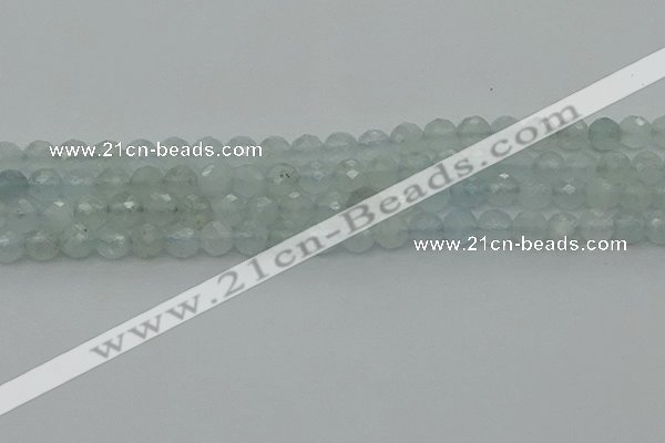 CAQ820 15.5 inches 6mm faceted round aquamarine beads wholesale