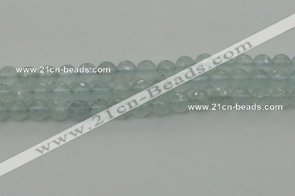 CAQ821 15.5 inches 8mm faceted round aquamarine beads wholesale