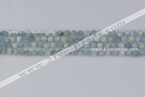 CAQ831 15.5 inches 6mm faceted nuggets aquamarine beads