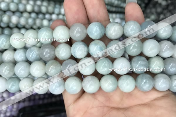 CAQ844 15.5 inches 12mm round aquamarine beads wholesale