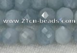 CAQ858 15.5 inches 6mm faceted round aquamarine gemstone beads