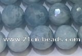 CAQ871 15.5 inches 8mmm faceted round aquamarine beads wholesale