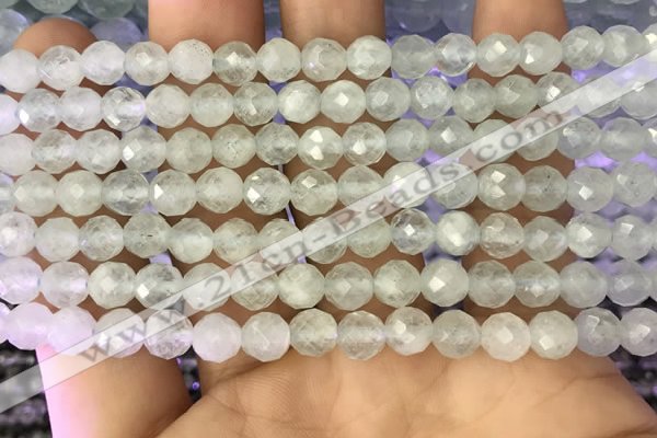 CAQ875 15.5 inches 6mm faceted round aquamarine gemstone beads