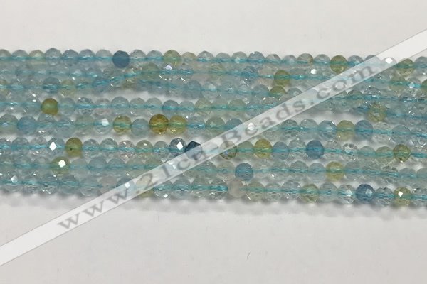 CAQ883 15.5 inches 3.5mm faceted round tiny aquamarine beads