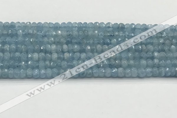 CAQ890 15.5 inches 3.5*6mm faceted rondelle aquamarine beads