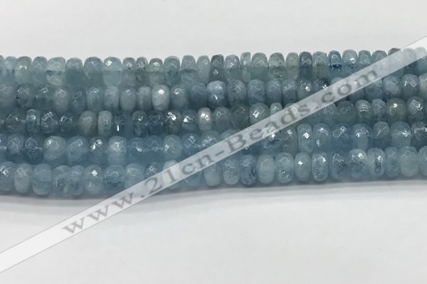 CAQ892 15.5 inches 5*8mm faceted rondelle aquamarine beads