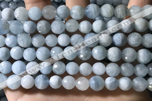 CAQ902 15.5 inches 8mm faceted round aquamarine beads