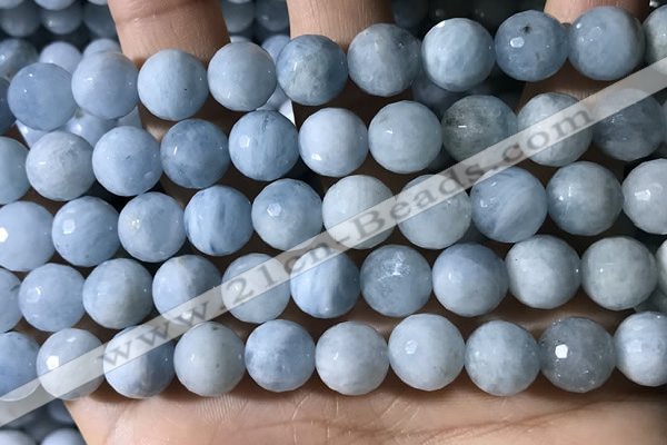 CAQ903 15.5 inches 10mm faceted round aquamarine beads