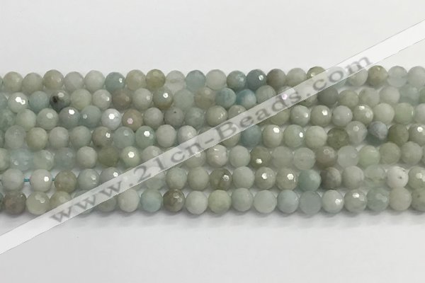 CAQ911 15.5 inches 6mm faceted round aquamarine beads wholesale