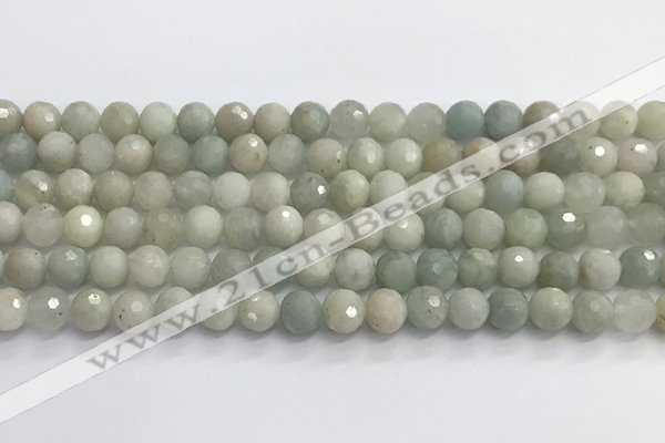 CAQ912 15.5 inches 8mm faceted round aquamarine beads wholesale