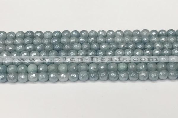 CAQ925 15 inches 6mm faceted round AB-color imitation aquamarine beads