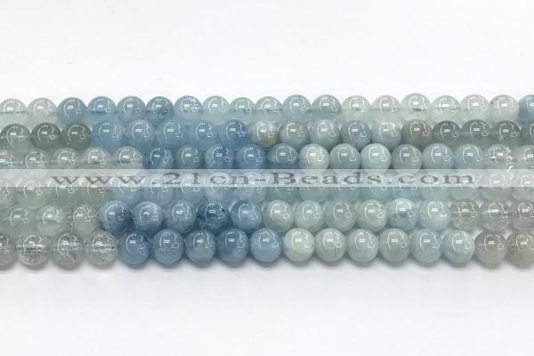 CAQ936 15 inches 8mm round aquamarine gemstone beads