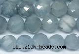 CAQ945 15 inches 6mm faceted round aquamarine beads