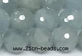 CAQ946 15 inches 8mm faceted round aquamarine beads