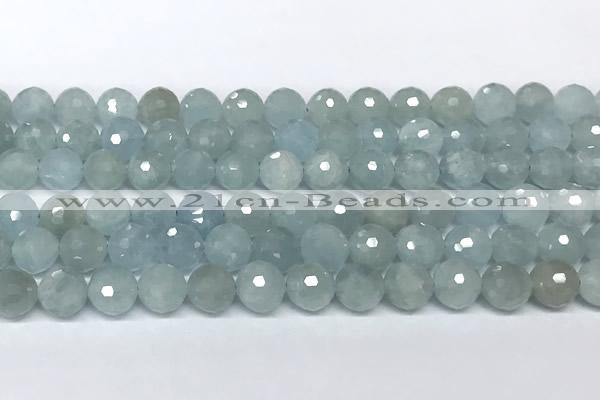 CAQ946 15 inches 8mm faceted round aquamarine beads