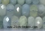 CAQ954 15 inches 6*8mm faceted rondelle aquamarine beads
