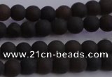 CAR208 15.5 inches 5mm - 6mm round matte natural amber beads