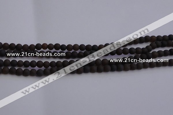 CAR208 15.5 inches 5mm - 6mm round matte natural amber beads