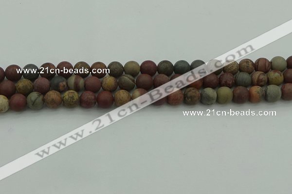 CAR361 15.5 inches 6mm round matte red artistic jasper beads