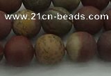 CAR363 15.5 inches 10mm round matte red artistic jasper beads