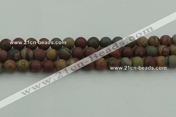 CAR363 15.5 inches 10mm round matte red artistic jasper beads