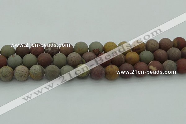 CAR364 15.5 inches 12mm round matte red artistic jasper beads