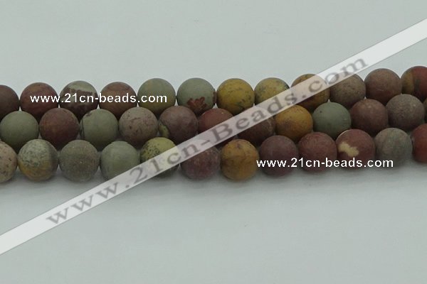 CAR365 15.5 inches 14mm round matte red artistic jasper beads