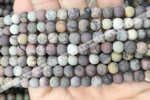 CAR371 15.5 inches 6mm round matte artistic jasper beads wholesale