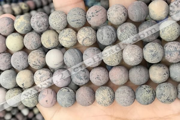 CAR373 15.5 inches 10mm round matte artistic jasper beads wholesale