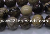 CAR52 15.5 inches 8mm round yellow artistic jasper beads