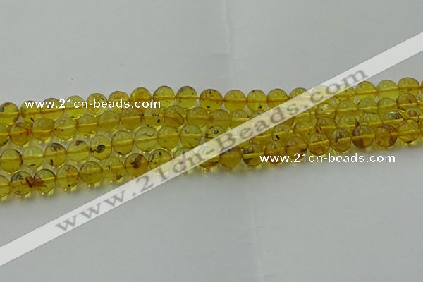 CAR522 15.5 inches 7mm - 8mm round natural amber beads wholesale