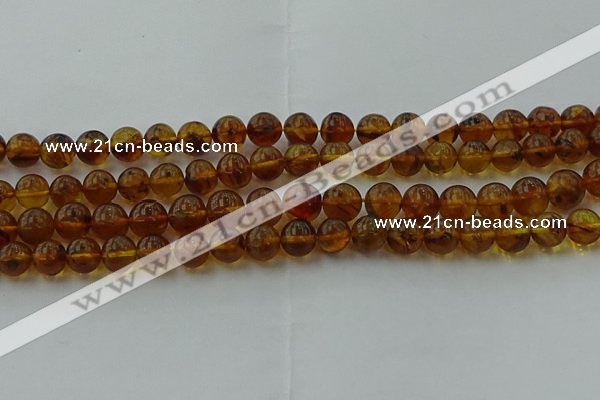 CAR527 15.5 inches 7mm - 8mm round natural amber beads wholesale