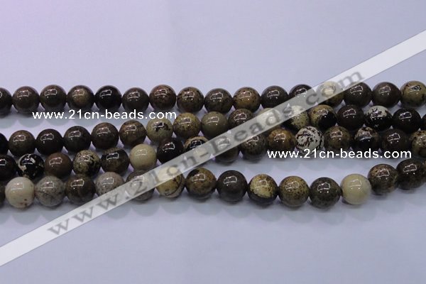 CAR53 15.5 inches 10mm round yellow artistic jasper beads