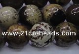 CAR55 15.5 inches 14mm round yellow artistic jasper beads