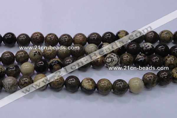 CAR55 15.5 inches 14mm round yellow artistic jasper beads