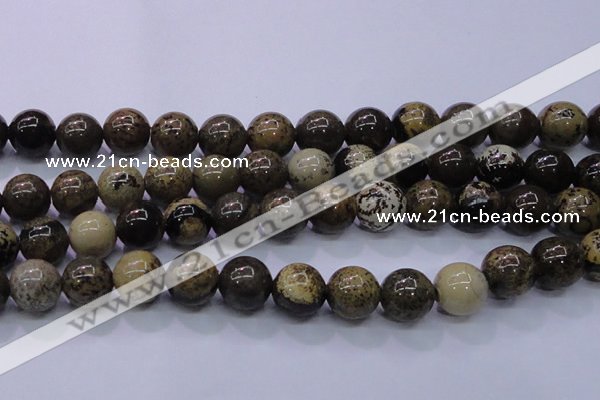 CAR57 15.5 inches 18mm round yellow artistic jasper beads