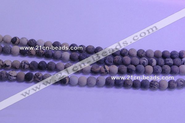 CAR61 15.5 inches 6mm round matte yellow artistic jasper beads