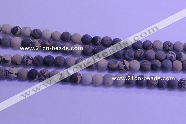 CAR63 15.5 inches 10mm round matte yellow artistic jasper beads