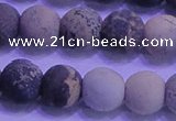 CAR64 15.5 inches 12mm round matte yellow artistic jasper beads