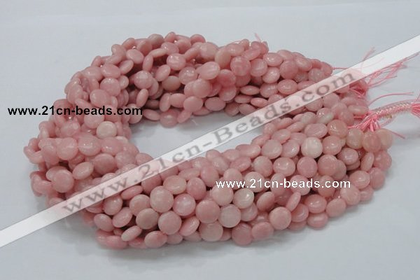 CAS15 15.5 inches 10mm flat round pink angel skin gemstone beads