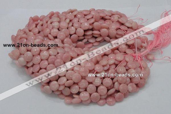 CAS16 15.5 inches 12mm flat round pink angel skin gemstone beads