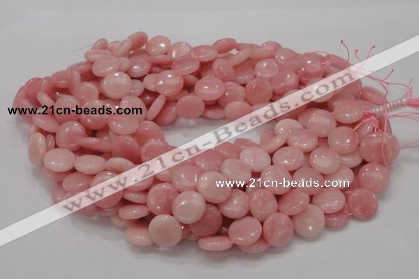 CAS17 15.5 inches 15mm flat round pink angel skin gemstone beads