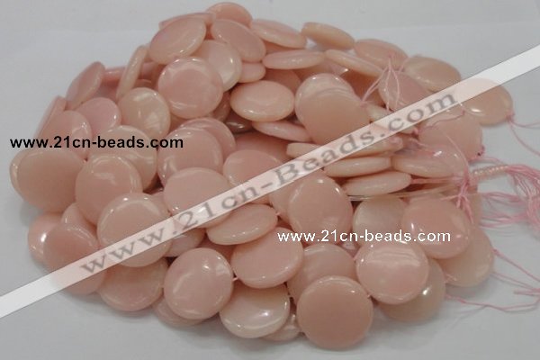 CAS18 15.5 inches 28mm flat round pink angel skin gemstone beads