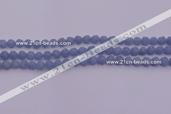 CAS210 15.5 inches 6mm faceted nuggets blue angel skin gemstone beads