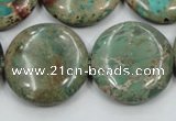 CAT07 15.5 inches 25mm flat round natural aqua terra jasper beads