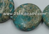 CAT08 15.5 inches 30mm flat round natural aqua terra jasper beads